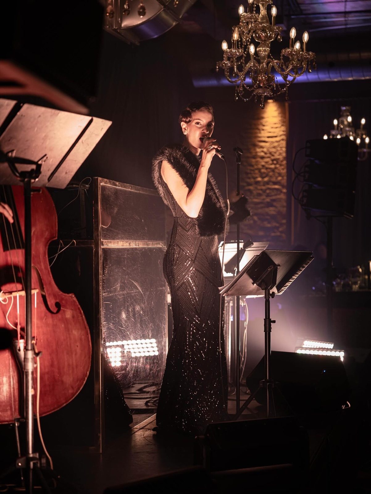 Jazz singer with upright bass