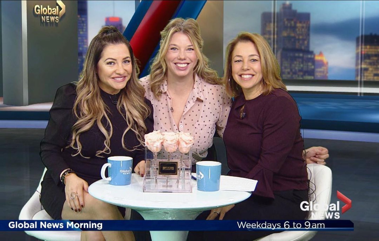Maddy K on the Global Morning television set