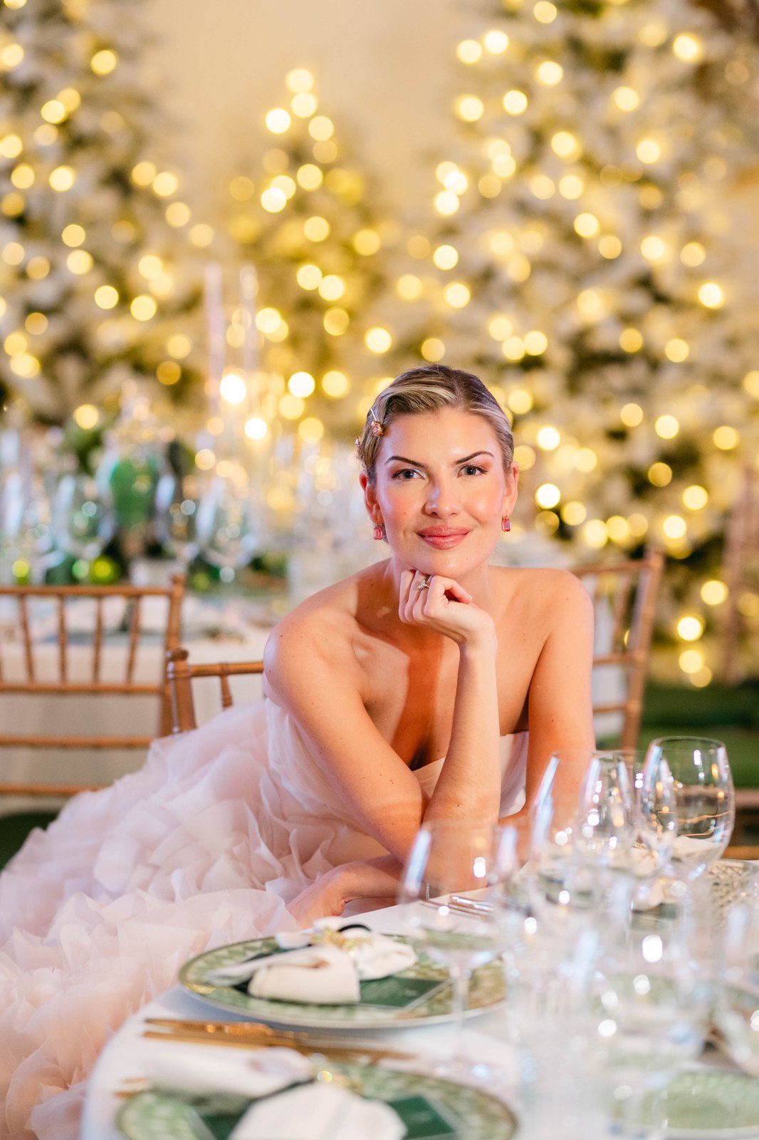 A bride seated at the table