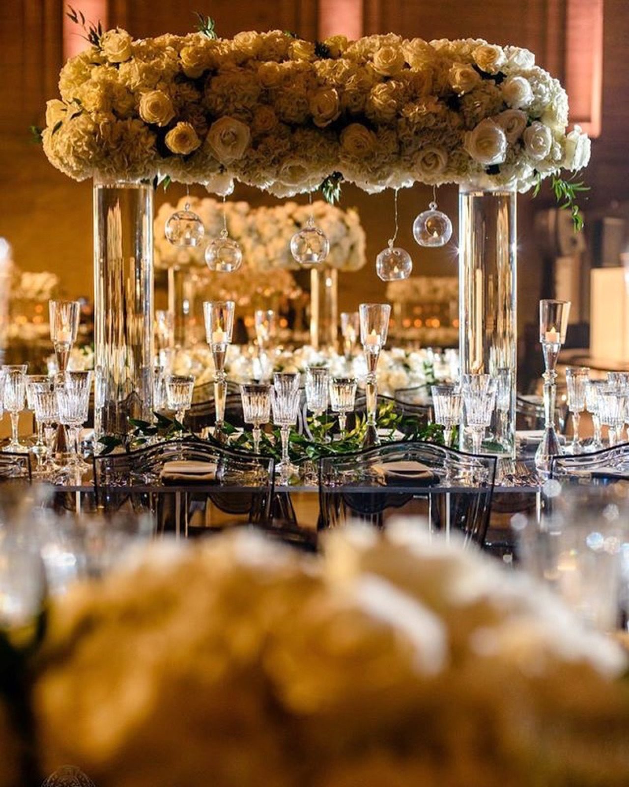 Golden floral reception hall